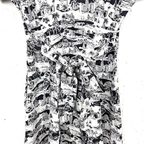 Marine Layer Camilla Dress Mini Button Front Lyocell Black White Foliage Small - Picture 14 of 14